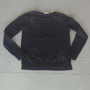 Loft Outlet Women's Crew Neck Black Embellished Sequin Sweater X-Small XS